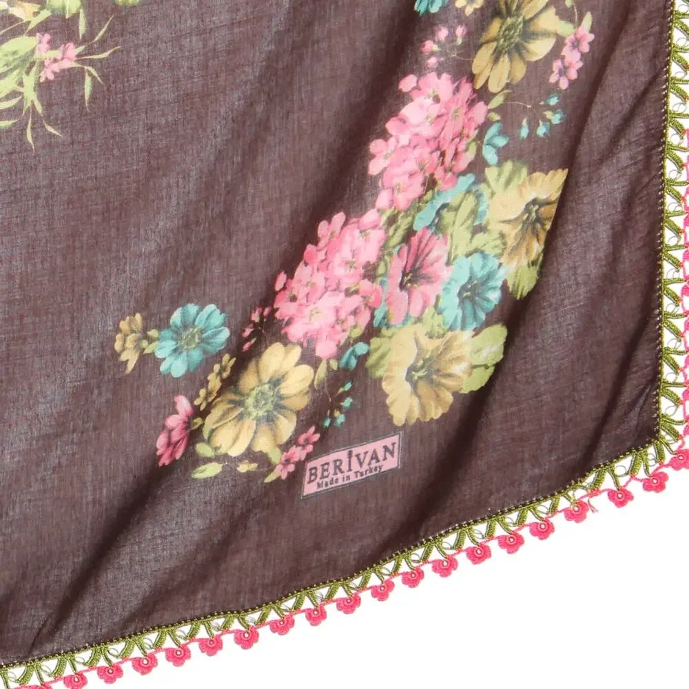 Tulbent Scarf Handmade Crochet Detailing NWOT